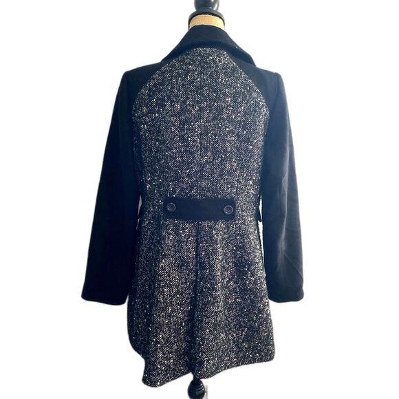 The Limited Tweed‎ Recycled Wool Blend Coat Gray Black Peplum Size Large - Picture 4 of 6